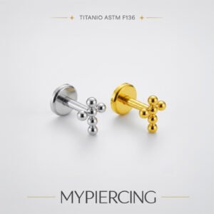Labret Croce di Beads in Titanio ASTM F136 Pin Push