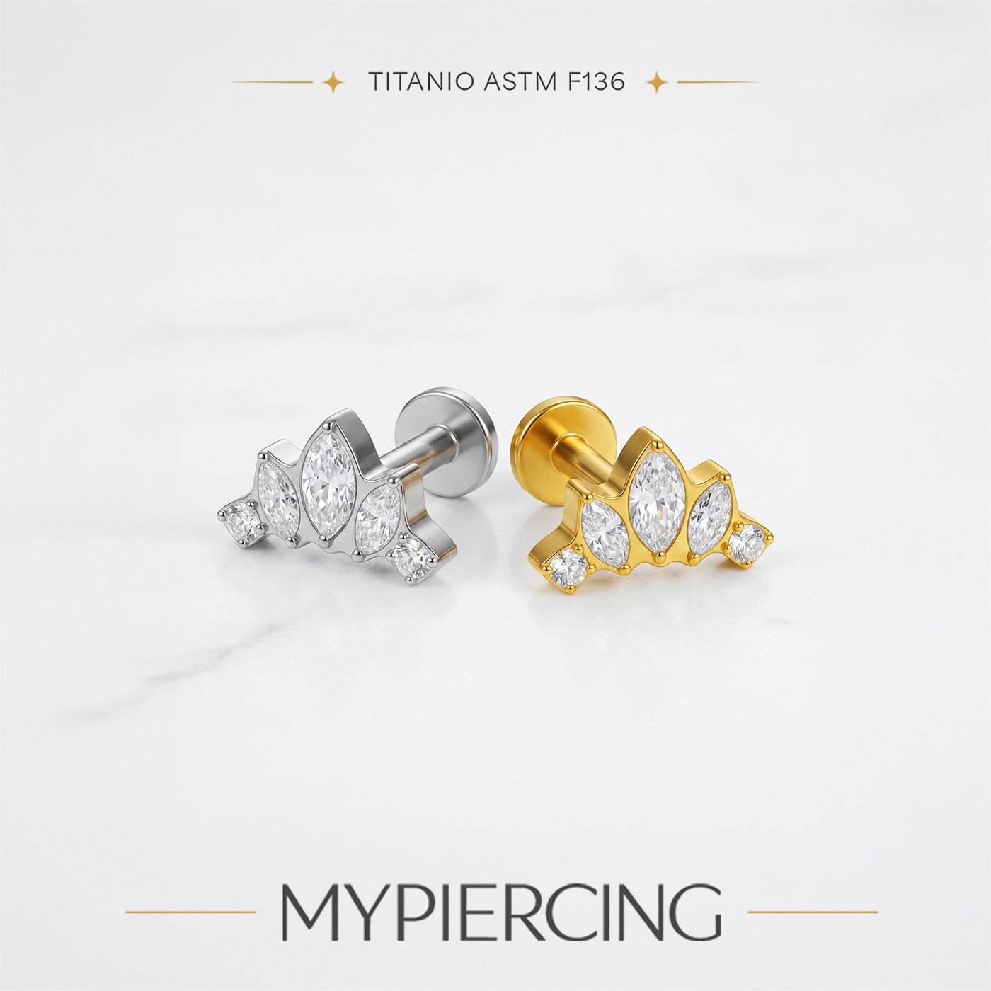 Labret Cluster Corona di Zirconi in Titanio ASTM F136 - immagine 2