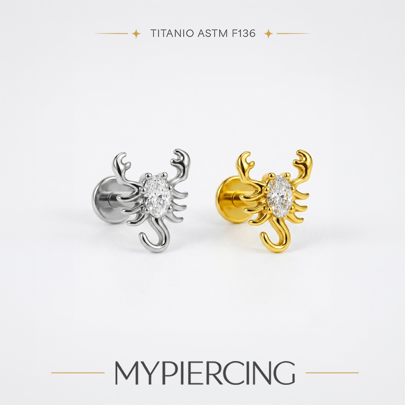 Labret Scorpione di Titanio con Zirconi - immagine 3