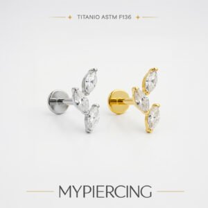 Labret 3 Foglie Navette di Titanio ASTM F136