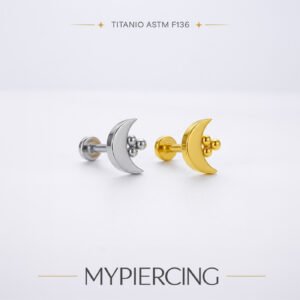 Labret Luna con Beads di Titanio ASTM F136 Push Pin