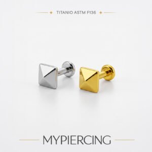 Labret Piramide Liscia di Titanio ASTM F136 Push Pin