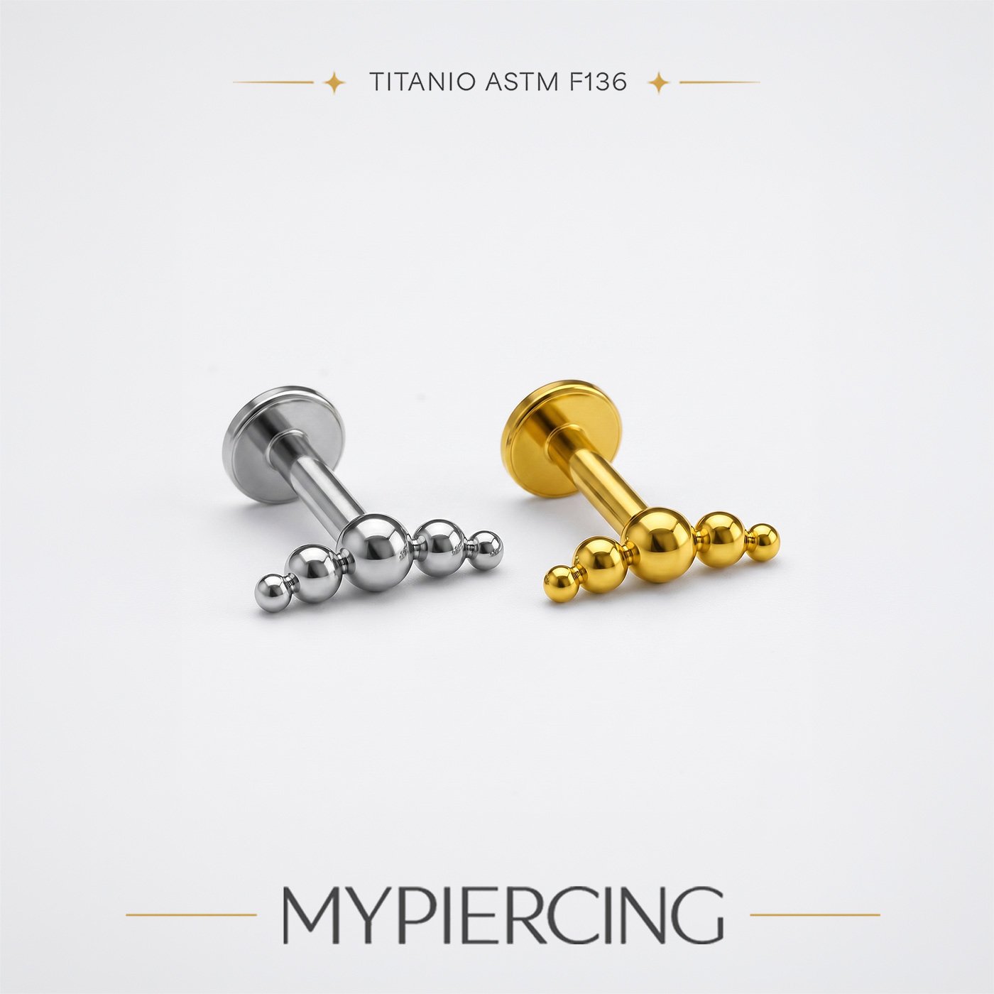Labret Cluster 5 Beads di Titanio ASTM F136 - immagine 2