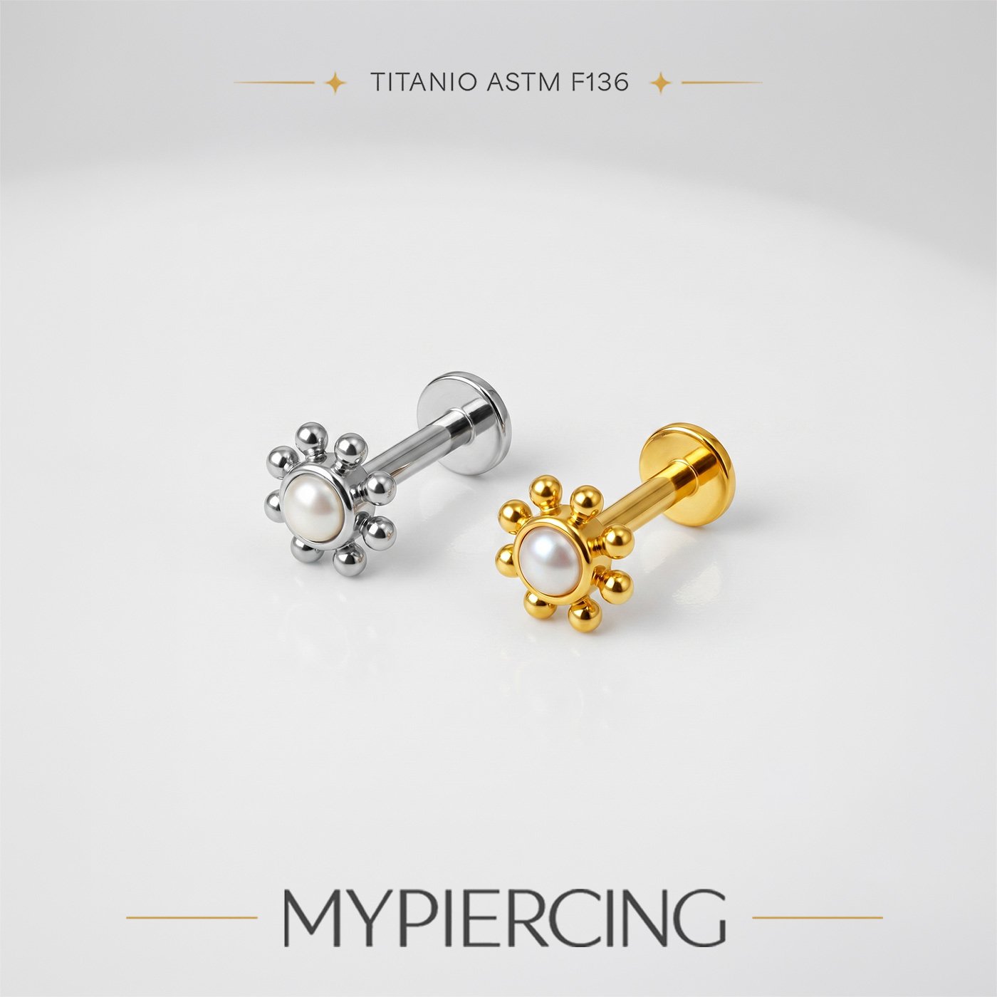 Labret Perla con Beads in Titanio ASTM F136 - immagine 3