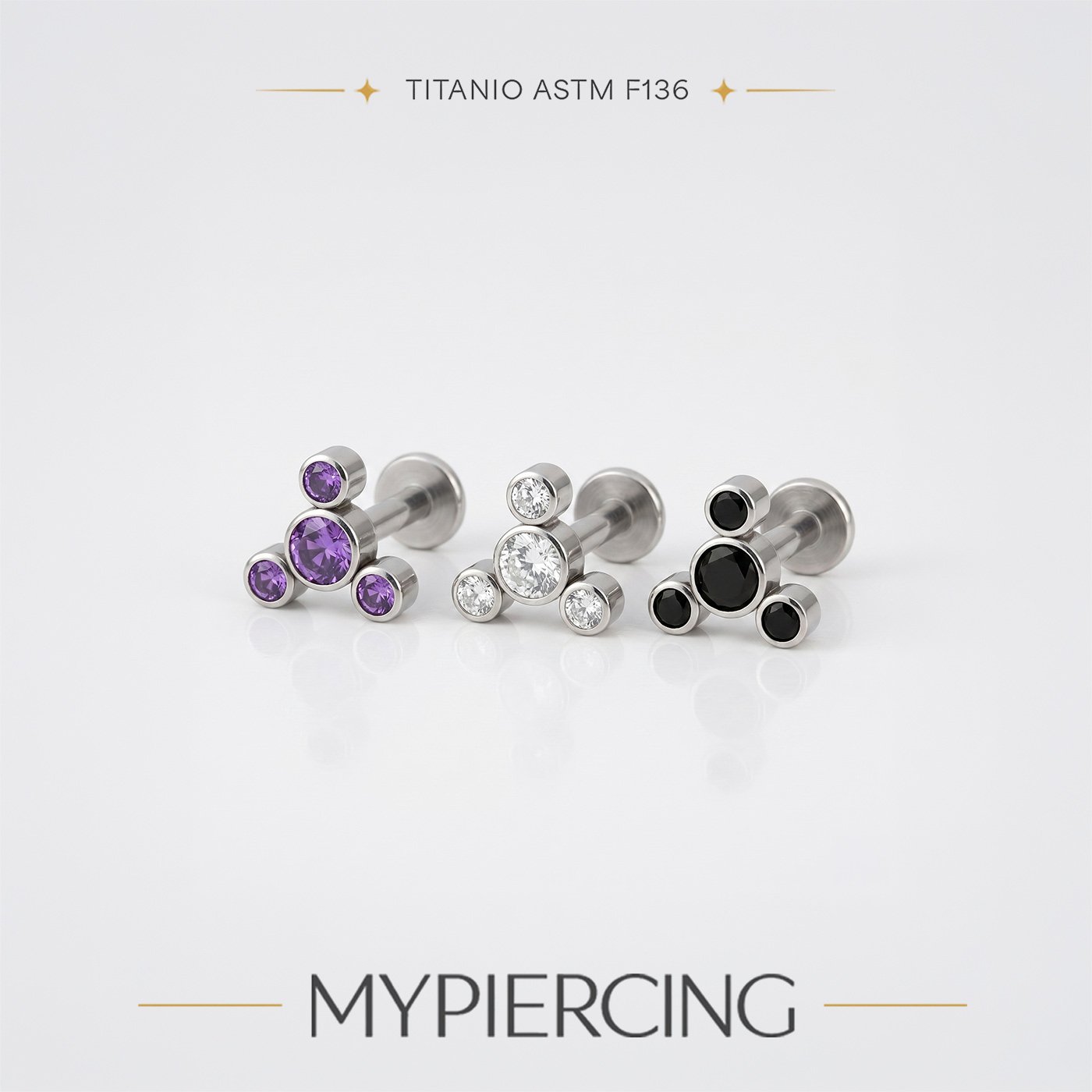 Labret Girandola di Zirconie in Titanio ASTM F136 - immagine 3