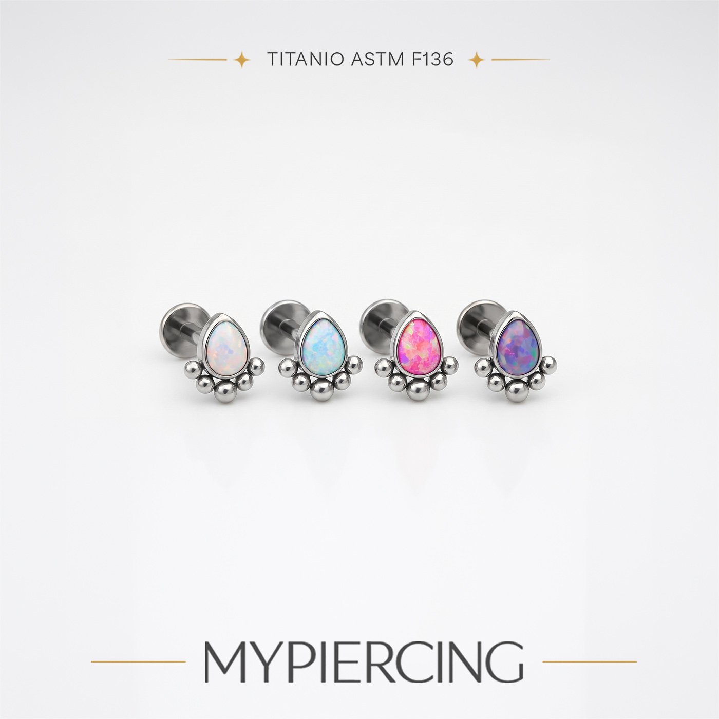 Goccia con Beads Labret in Titanio ASTM F136 - immagine 3