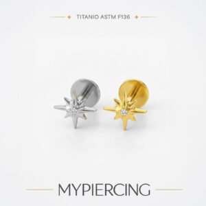 Labret Stella Cadente con Zirconia in Titanio ASTM F136