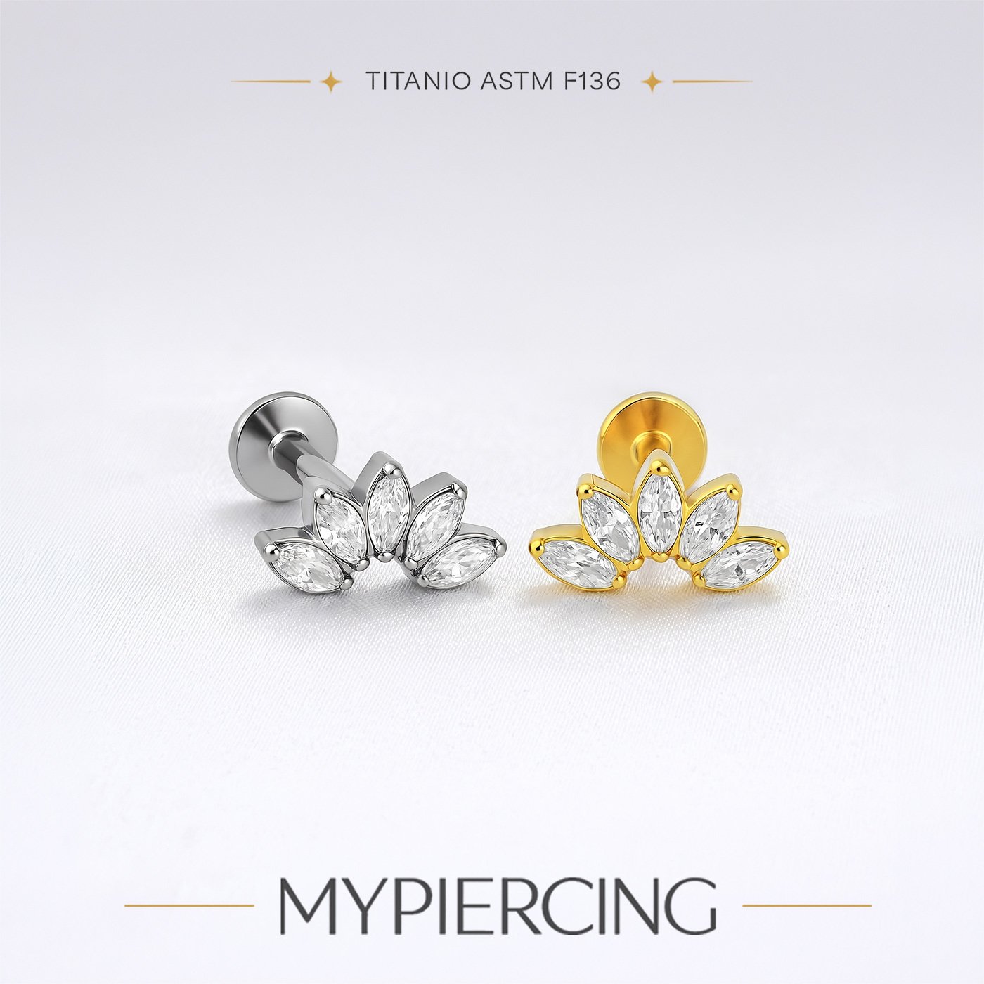 Labret di Titanio con Zirconi Push Pin - immagine 3