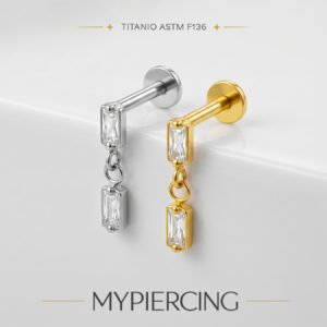 Labret Baguette Appendente in Titanio ASTM F136