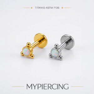 Labret di Titanio ASTM F136 con Opale, con Zirconia.