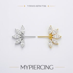 Accessorio in Titanio ASTM F136 Mezza Fiore con 5 Zirconie in Titanio
