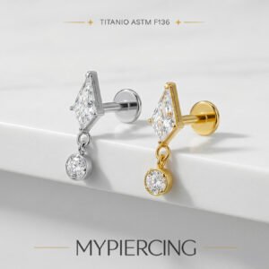 Labret Rombo Punto di Luce di Zirconia in Titanio ASTM F136