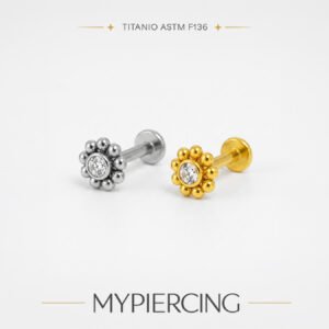 Labret Mini Sole con Zirconia in Titanio ASTM F136