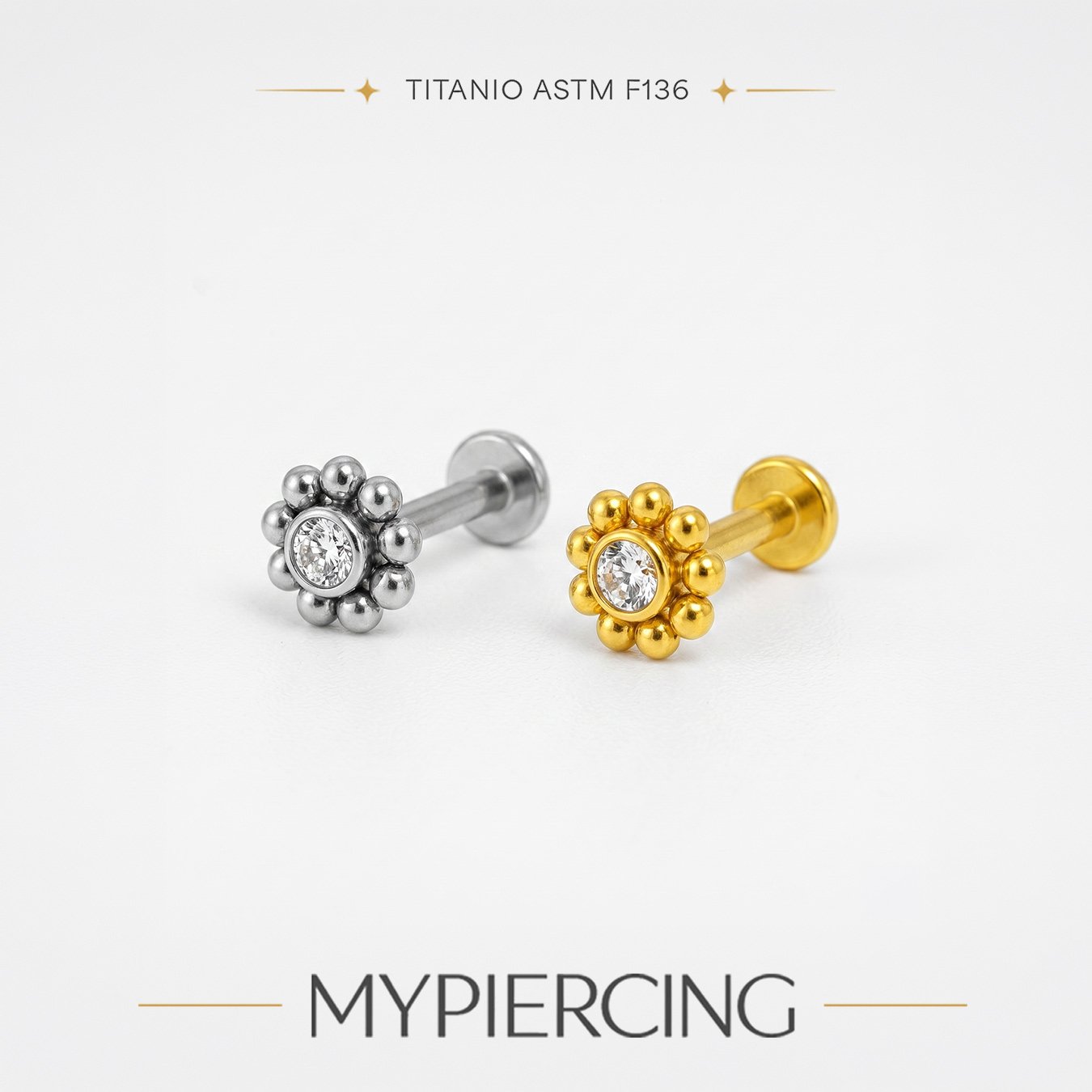 Labret Mini Sole con Zirconia in Titanio ASTM F136 - immagine 2