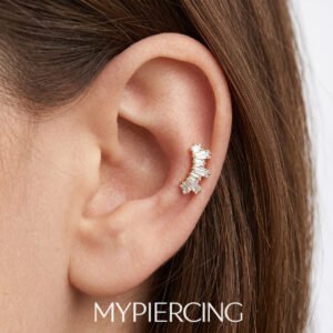 Labret Baguette Zigzag con Zirconi di Titanio ASTM F136