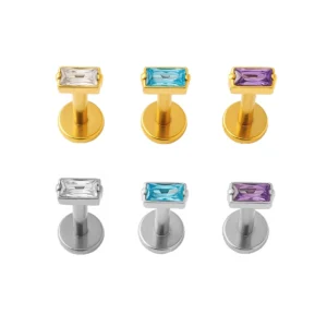 Labret in Titanio con Zircone Baguette