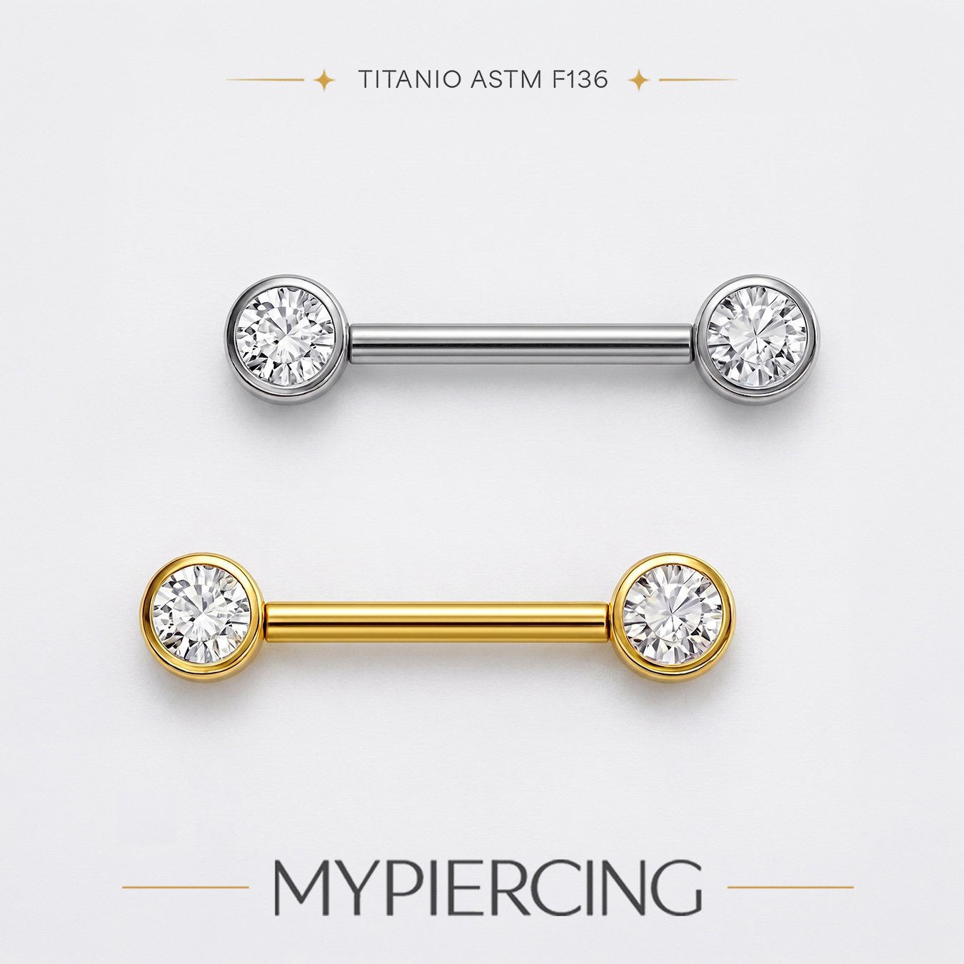 Barbell Flat Di Titanio ASTM F136 Con Zirconie Push Pin - immagine 3