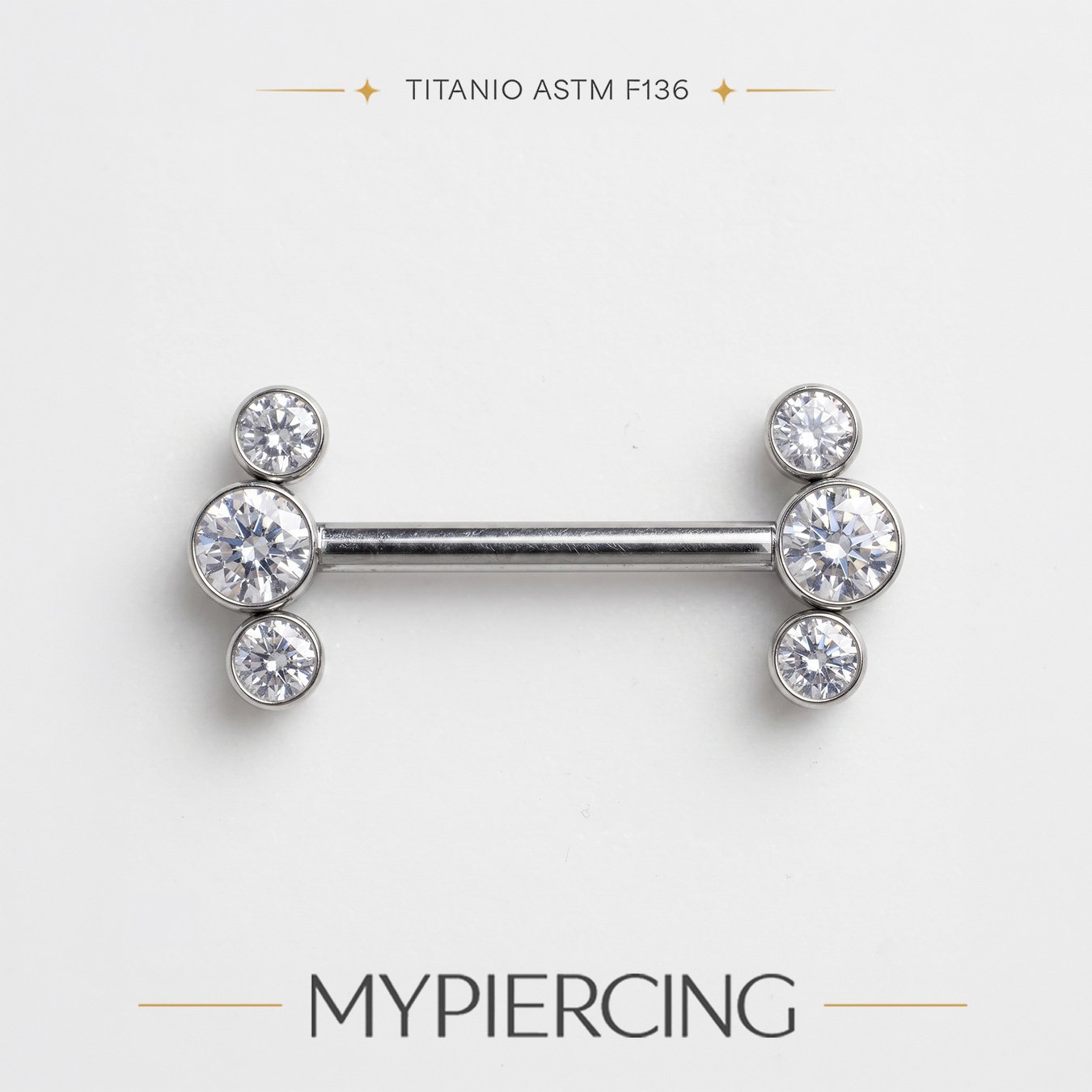 Barbell Cluster di 3 Zirconie in Titanio ASTM F136 Push Pin - immagine 3