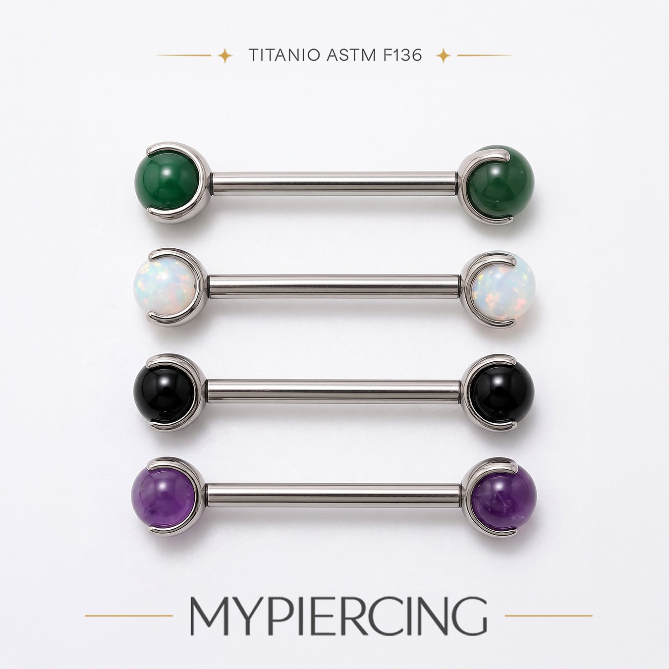 Barbell con Globo di Opale in Titanio ASTM F136 Grande - immagine 3