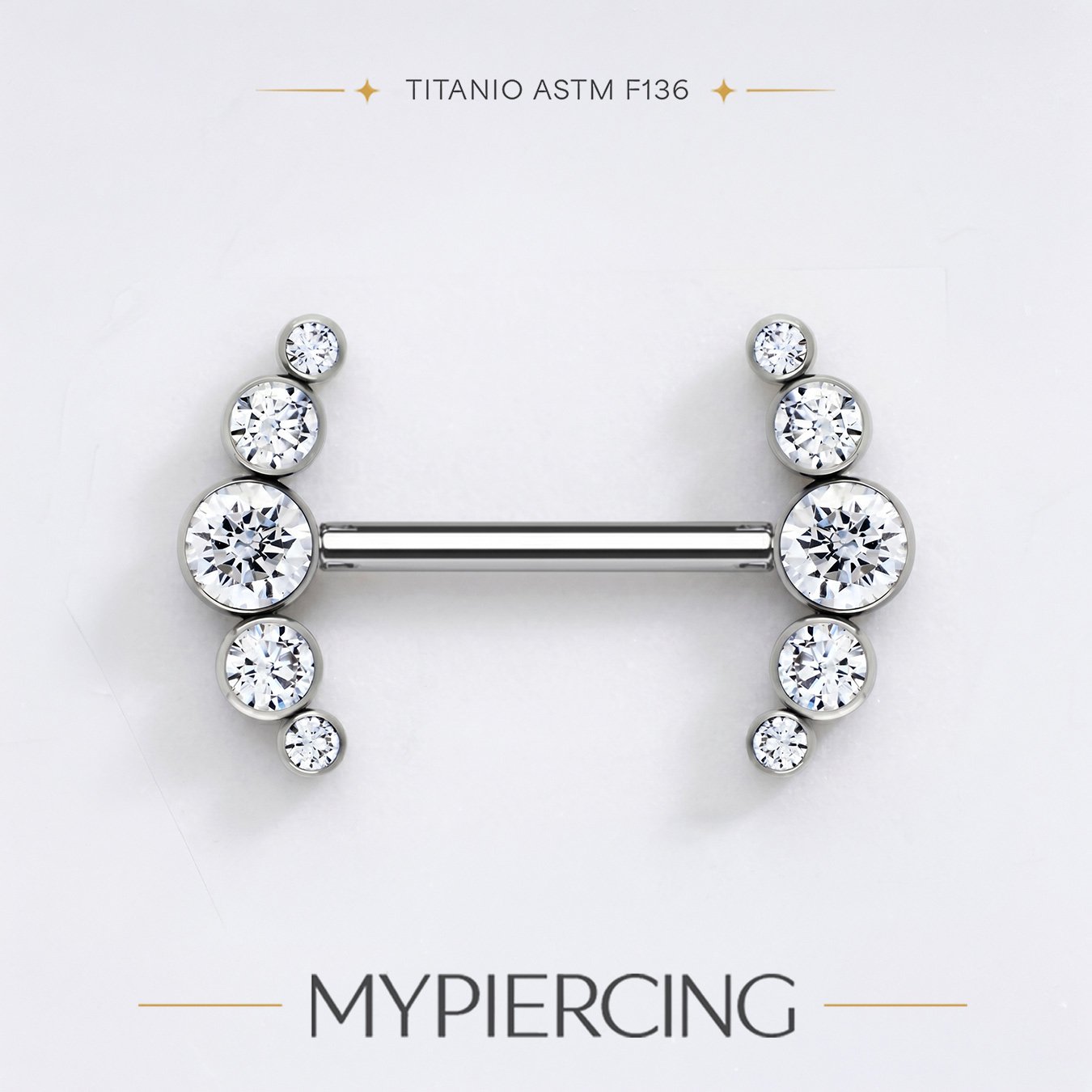 Barbell Cluster di 5 Zirconie in Titanio ASTM F136 Push Pin - immagine 4
