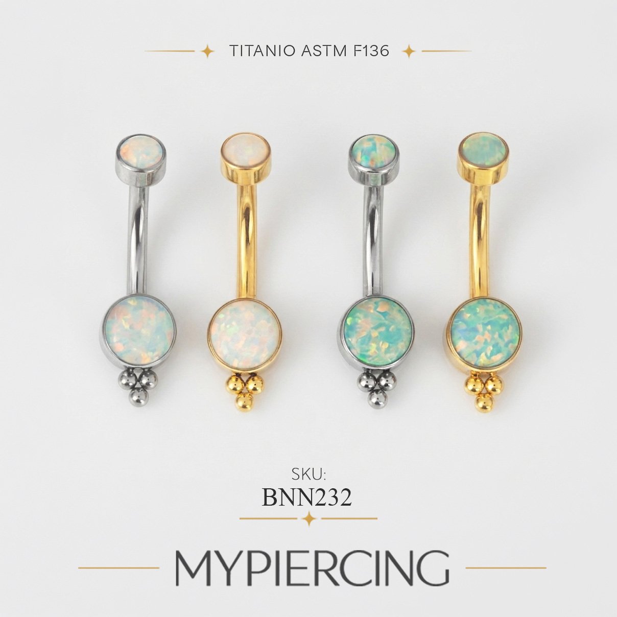 Banana di Titanio ASTM F136 con Opali e Beads - immagine 3