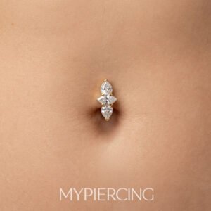 Clicker di Ombelico Ovale Cobalto Set Con Zirconi