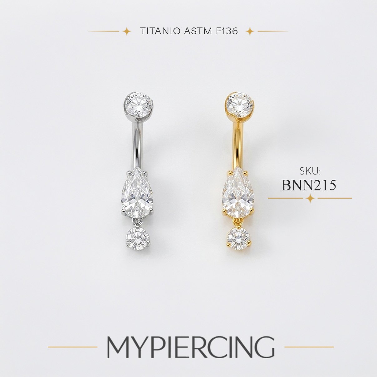 Banana Goccia Con Punto Di Luce Con Zirconia Di Titanio ASTM F136 - immagine 3