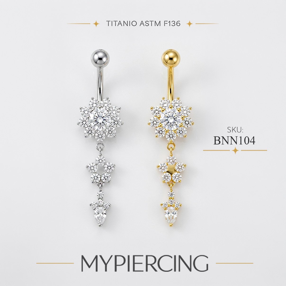 Banana Fiore Pendente Con Zirconie Di Titanio ASTM F136 - immagine 3