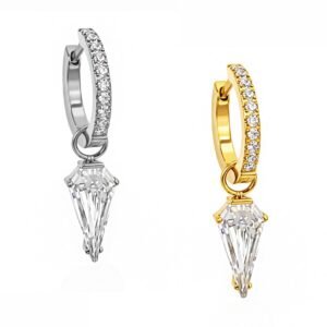 Anello Clicker con Pendente Crystal Drop in Titanio