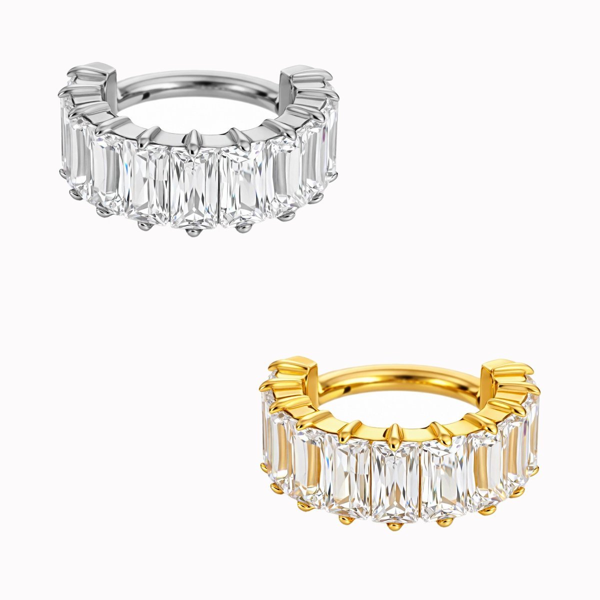 Anello in Titanio con Zirconi Baguette