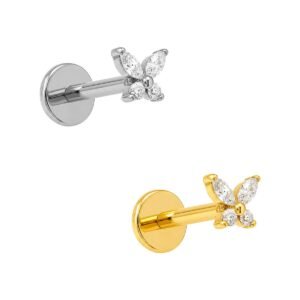 Labret Mini Farfalla 3mm in Titanio