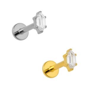 Labret con Zircone Esagonale Allungato