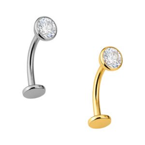 Banana in Titanio con Zircone Punto Luce e Base Disco