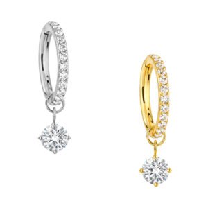 Anello Clicker in Titanio con Zirconi e Pendenti Solitario