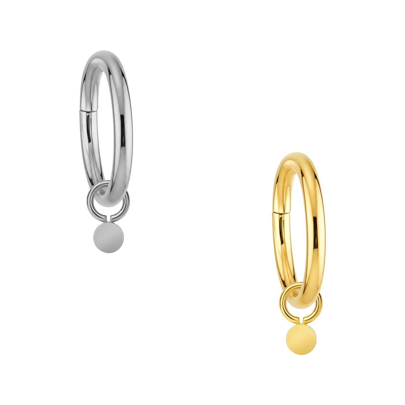 Anello Clicker in Titanio con Pendente Disco Minimal