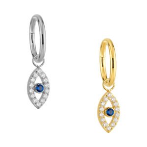Anello Clicker in Titanio con Pendente Occhio