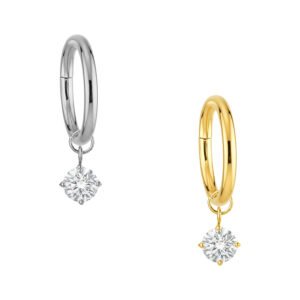 Anello Clicker in Titanio con Pendente Zircone Solitario