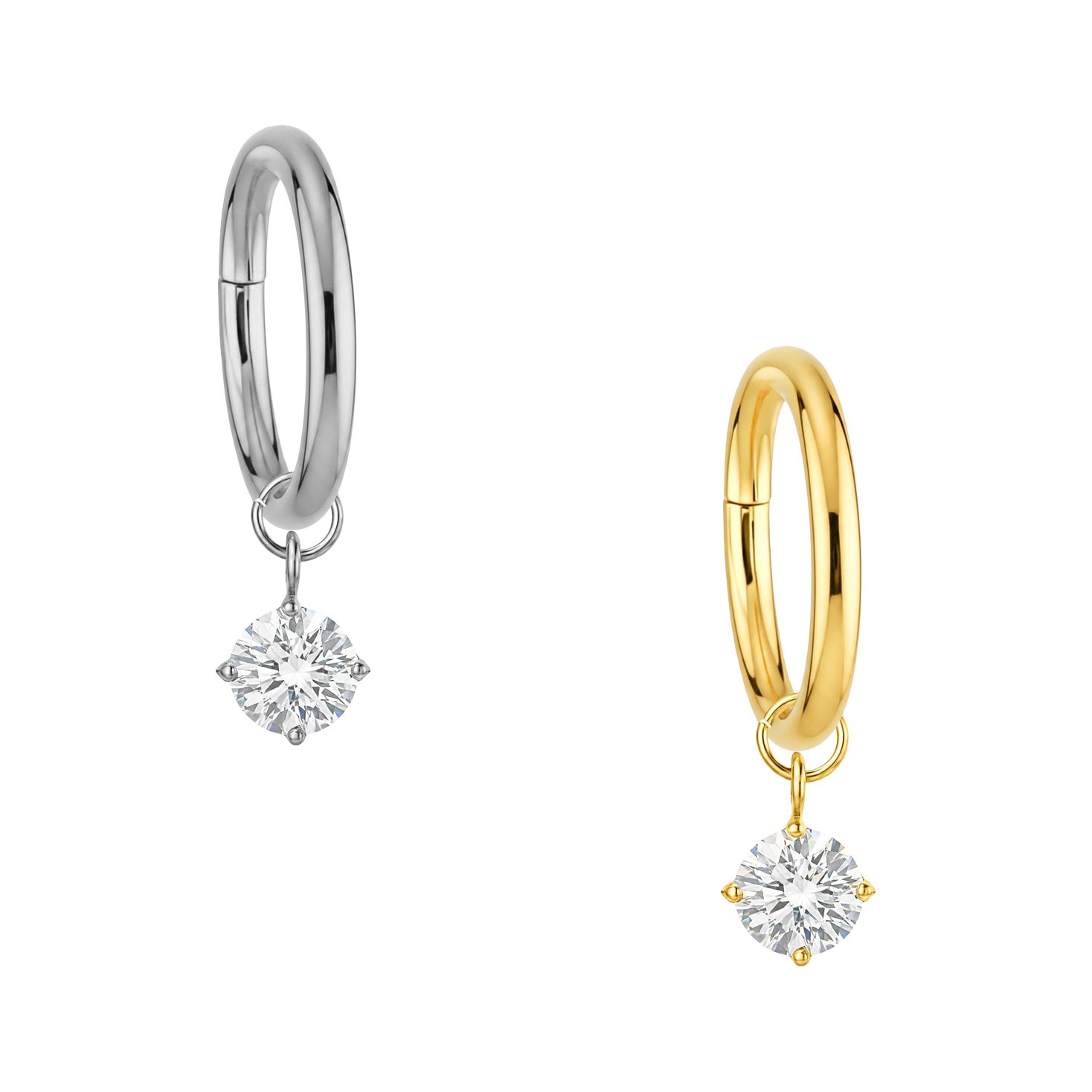 Anello Clicker in Titanio con Pendente Zircone Solitario