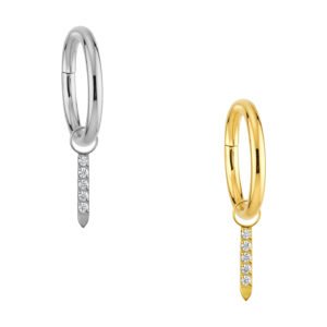 Anello Clicker in Titanio con Pendente Barra di Zirconi