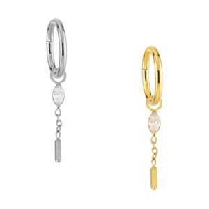 Anello in Titanio con Zircone Catena e Pendente a Barra