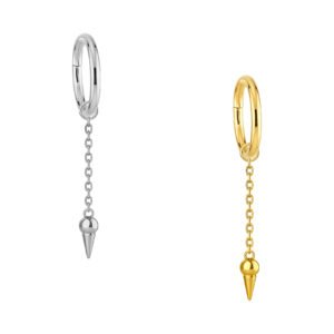 Anello Clicker in Titanio con Catena e Pendente a Punta