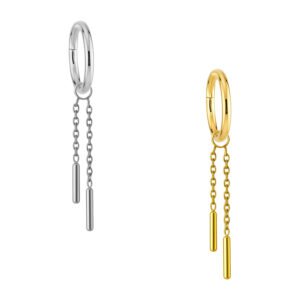 Anello Clicker in Titanio con Doppia Catena e Pendenti a Barra