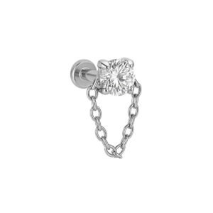 Labret in Titanio con Zircone e Catena Pendente
