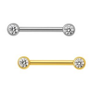 Barbell per Capezzolo in Titanio con Zirconi