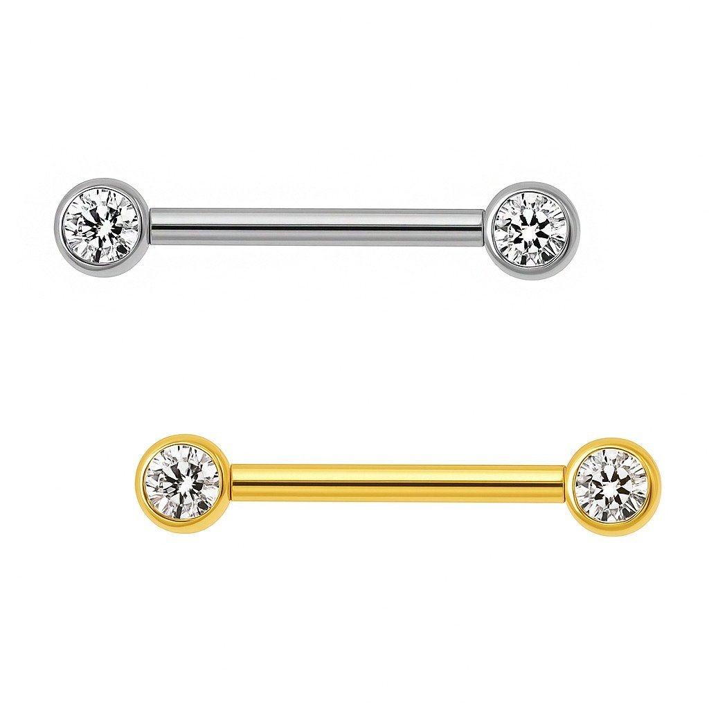 Barbell per Capezzolo in Titanio con Zirconi