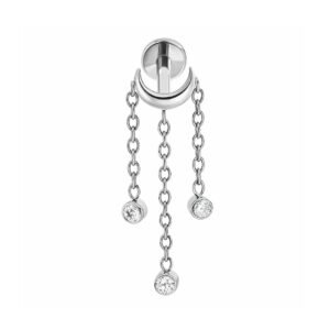 Labret in Titanio con Luna e Zirconi Pendenti