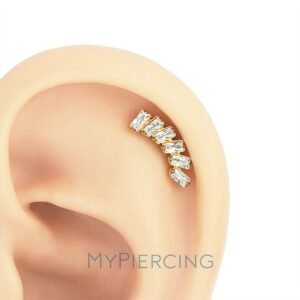 Labret Cluster in Titanio con Zirconi Baguette