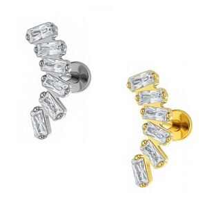 Labret Cluster in Titanio con Zirconi Baguette