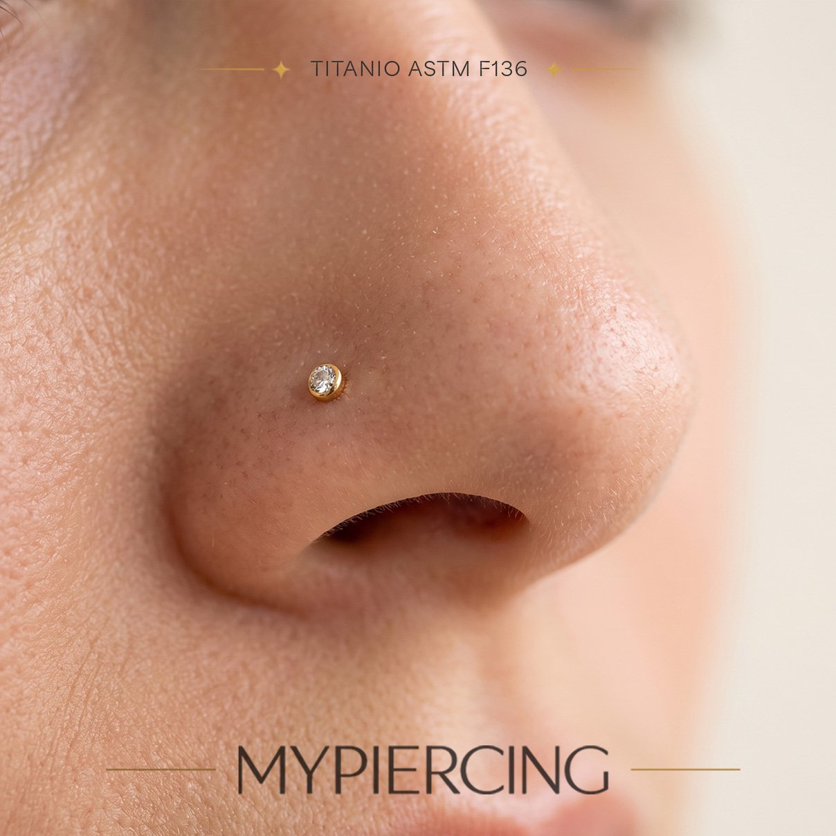 Nostril in Titanio con Zircone bezel set - immagine 2