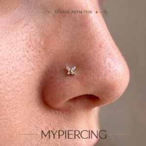 Labret Mini Farfalla 3mm in Titanio per Naso